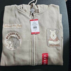 🆕 SIZE XL DISNEY HOODIE Winnie the Pooh full zip w/ patches
